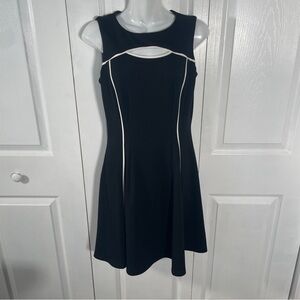 Danny Nicole Keyhole Knee Length Fit Flared Dress Black Sleeveless Zip